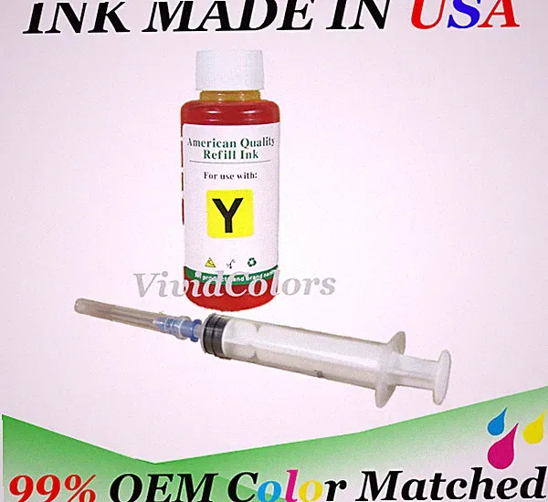 100ml Yellow bulk refill ink kit for hp canon brother dell lexmark printers