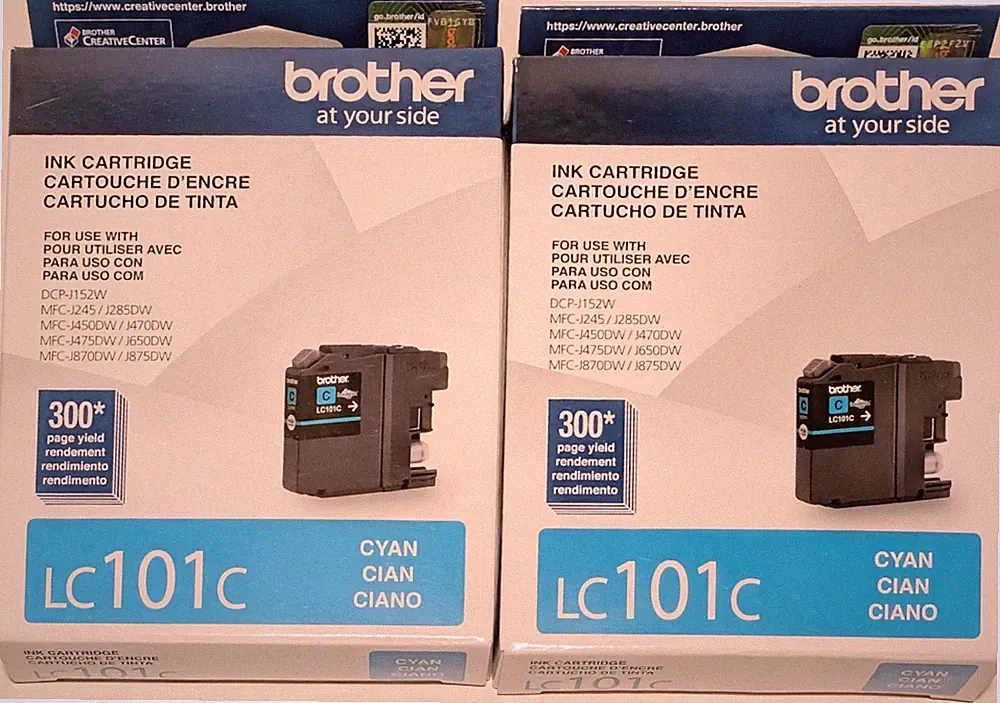 2 Brother Genuine Cyan Ink Cartridges LC101C Set Of 2 Exp: 10/26