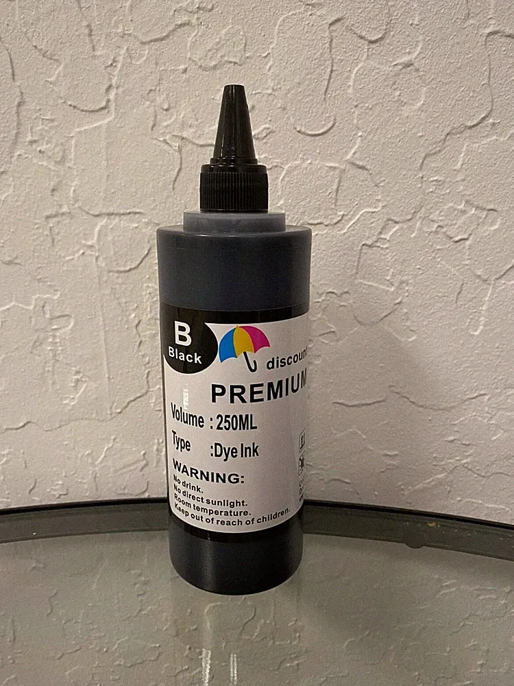 250ml PREMIUM BLACK BULK DYE-BASED REFILL INK FOR HP LEXMARK DELL CANON