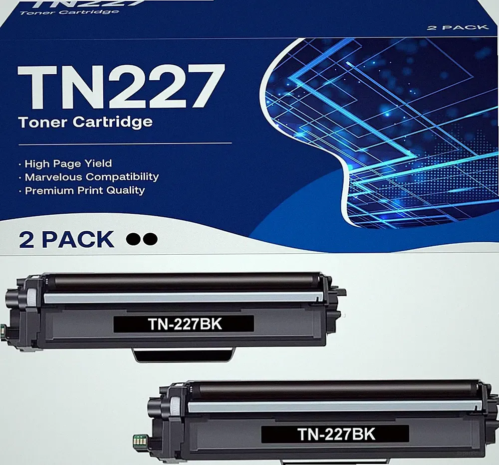 2pc Black Ink Compatible Toner Cartridge Replacement for Brother TN227 TN227BK