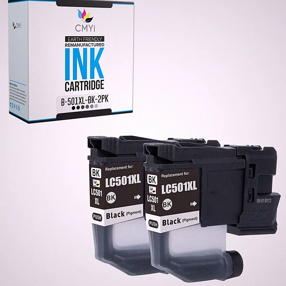 2PK Compatible LC501XLBK Ink Cartridges fits Brother MFC-J1260DW J1360DW J1410DW