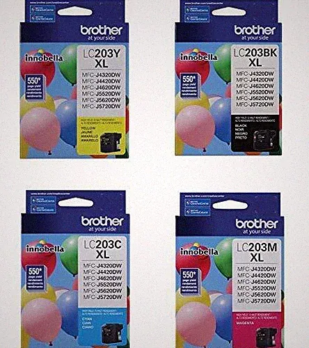 4PK GENUINE Brother LC203 XL Color Ink for MFC-J4320DW MFC-J4420DW MFC-J4620DW