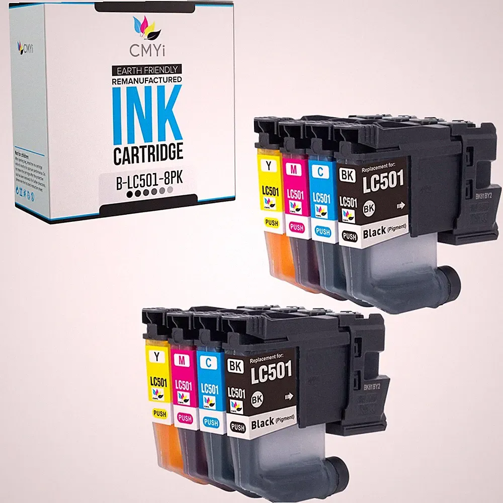 8-Pack Compatible LC501 Printer Ink Cartridges fits Brother MFC-J1260DW, J1410DW