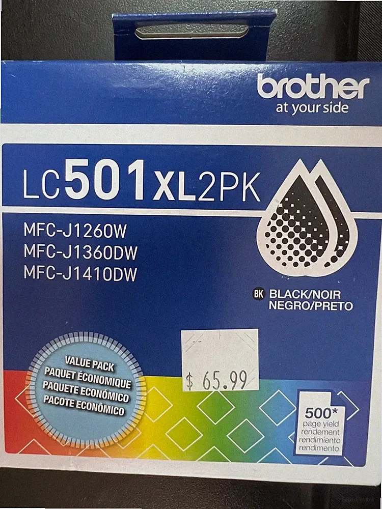 Brother Genuine LC501XL2PK Twin Pack High Yield Black Ink Cartridges 1052