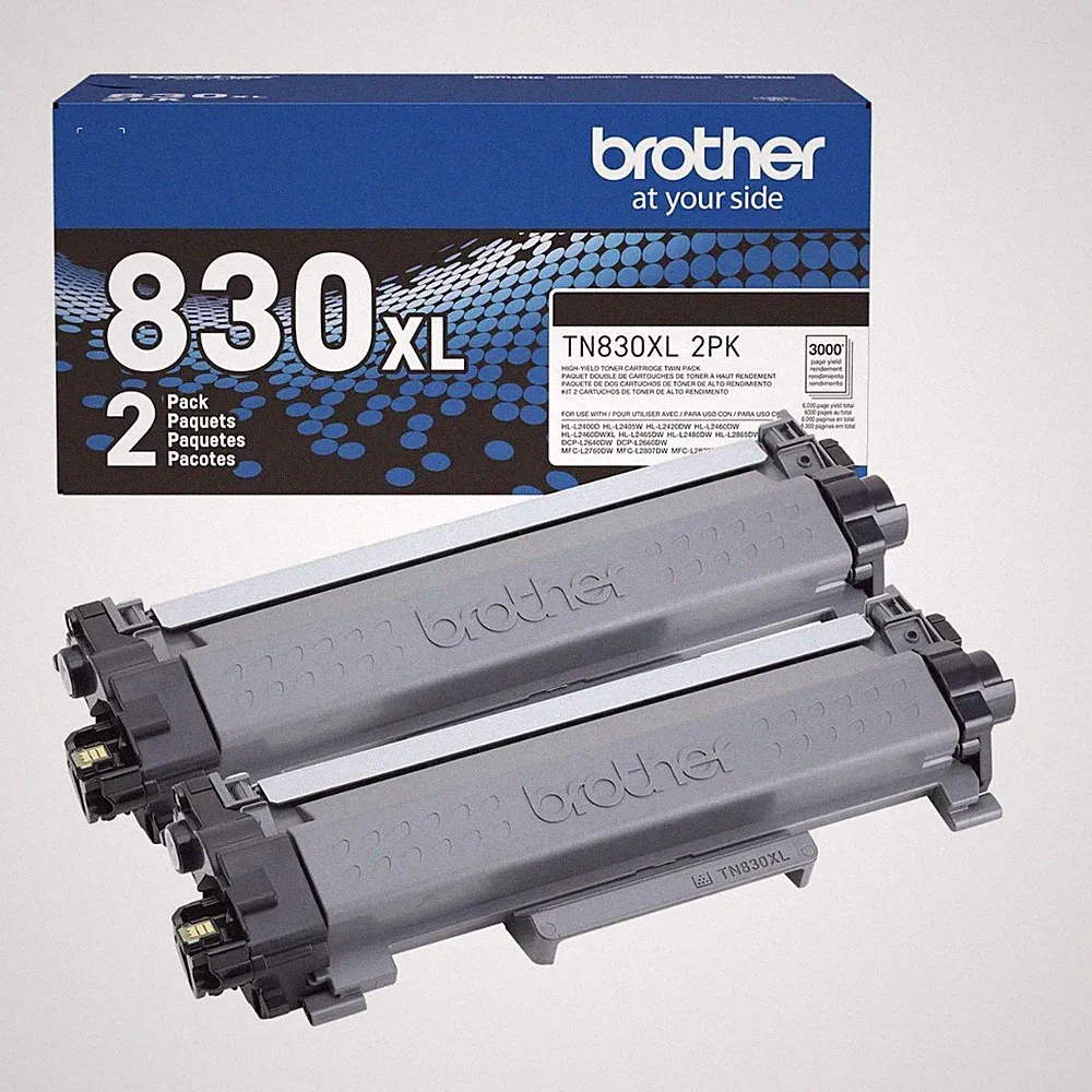 Brother Genuine TN830XL 2PK Black High Yield Printer Toner Cartridge 2-Pack