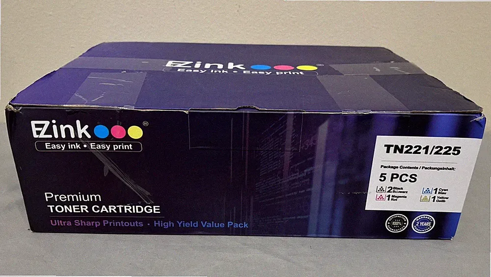 E-Z Ink Brother Printer Toner Cartridge TN221/225 Magenta Cyan Yellow, 2 Black