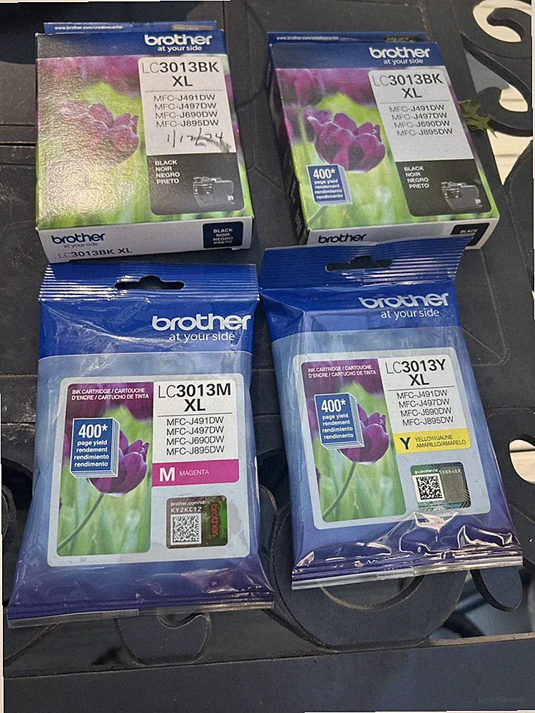 Four New Cart2-Brother LC3013BK XL Black Ink Cartridge Exp 01/2024&25,M&Y Exp 26