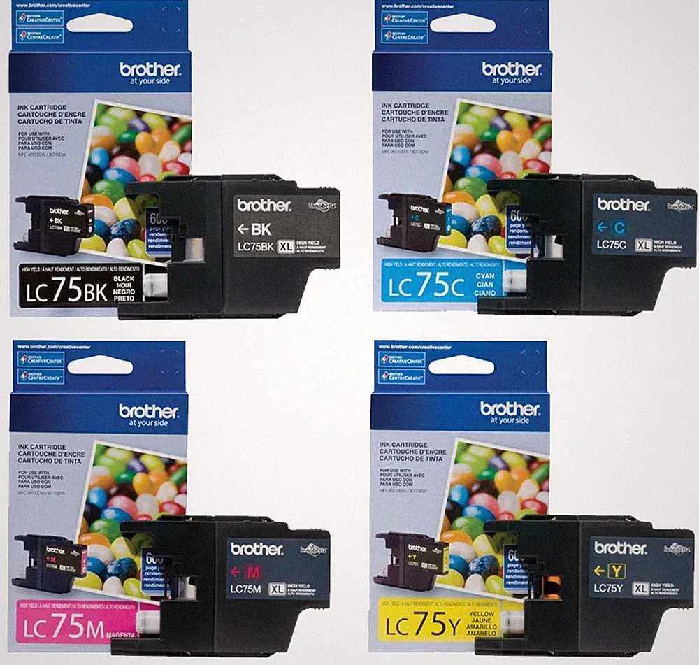 GENUINE Brother LC75 Ink Cartridge 4 Pack for MFC-430W MFC-J825DW MFC-J835W