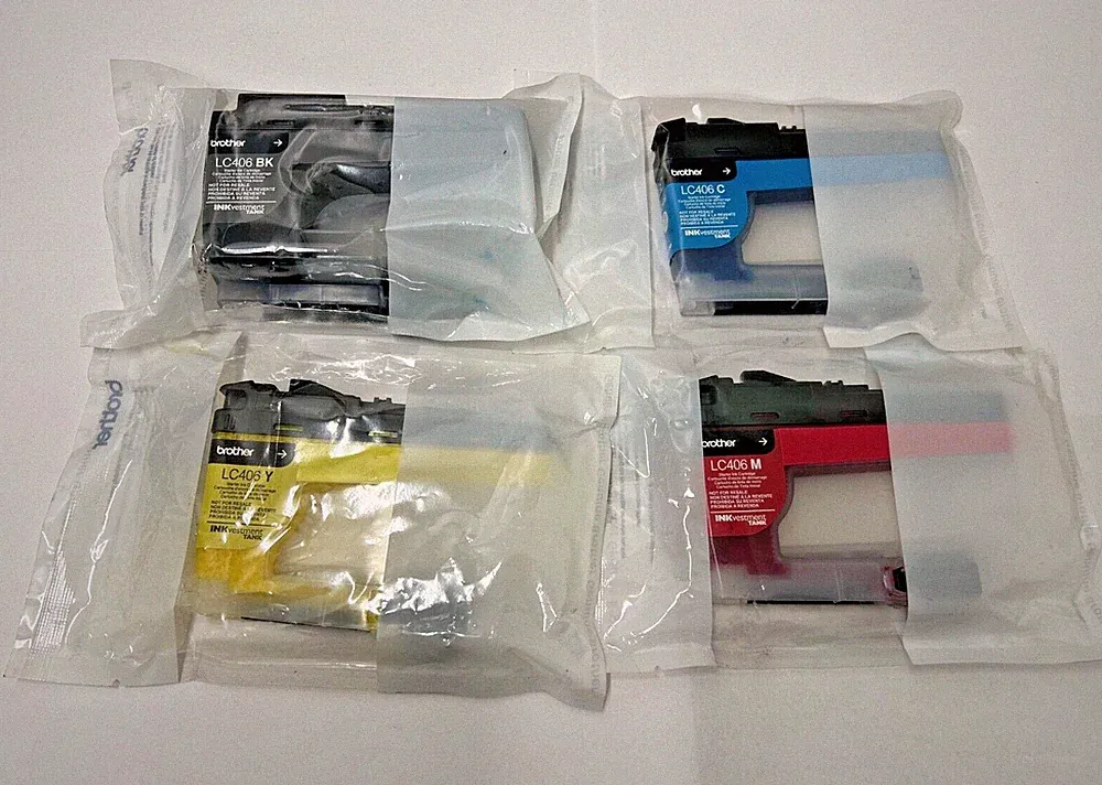New Genuine Brother LC406 4PK Black Cyan Magenta Yellow Starter Ink Cartridges