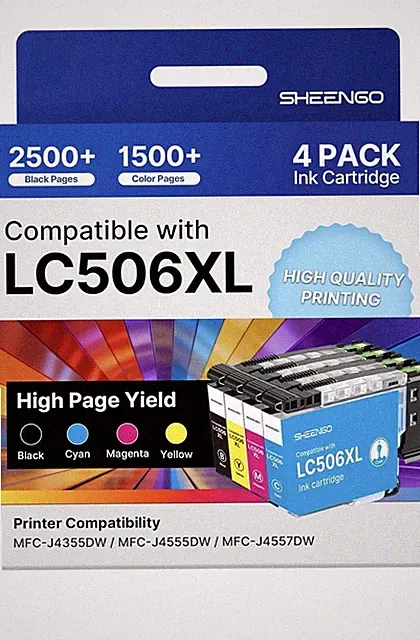 Sheengo LC596XL Ink Cartridges 4 Pack For Brother MFC J4355DW J4555DW J4557DW