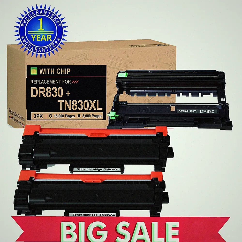 TN830XL DR830 Replacement 2 Cartridges 1 Drum fits Brother HL-L2405W MFC-L2760DW